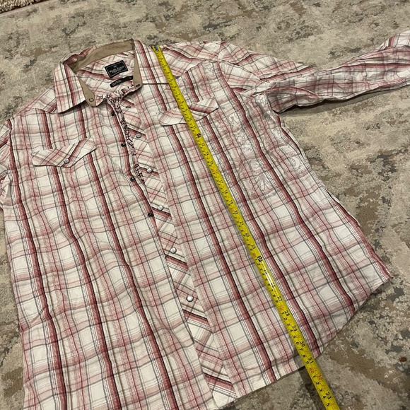Marc Ecko No. 72 Times Square Western Plaid Cut & Sew Pearl Snap — Size XL - Picture 9 of 10
